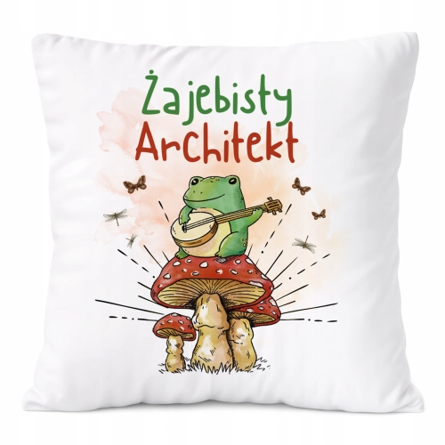 Poduszka Dla Architekta na Prezent z Nadrukiem ze Zdjęciem Biała PoliDraw