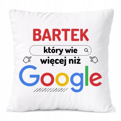 Poduszka Dla Bartka na Prezent z Nadrukiem ze Zdjęciem Biała PoliDraw