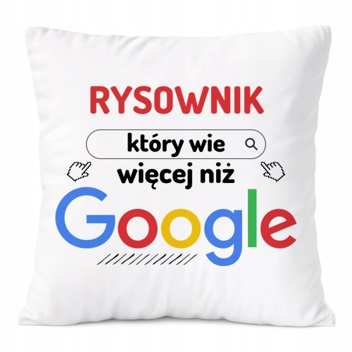 Poduszka Dla Rysownika na Prezent z Nadrukiem ze Zdjęciem Biała PoliDraw