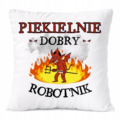 Poduszka Dla Robotnika na Prezent z Nadrukiem ze Zdjęciem Biała PoliDraw