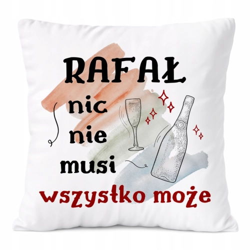 Poduszka Dla Rafała na Prezent z Nadrukiem ze Zdjęciem Biała PoliDraw