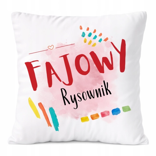 Poduszka Dla Rysownika na Prezent z Nadrukiem ze Zdjęciem Biała PoliDraw