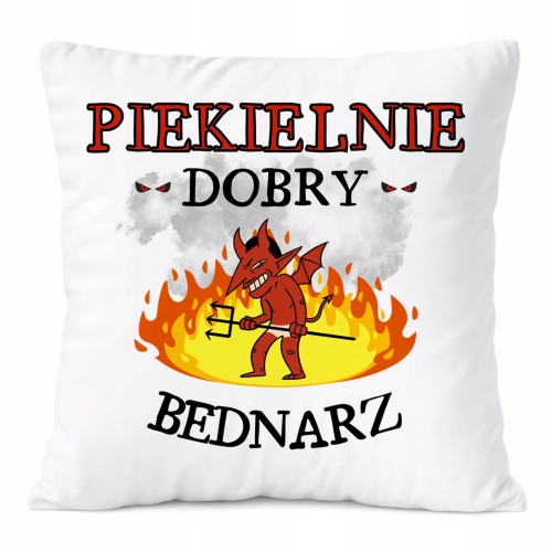 Poduszka Dla Bednarza na Prezent z Nadrukiem ze Zdjęciem Biała PoliDraw