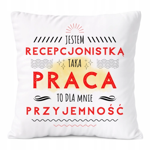 Poduszka Dla Recepcionistki na Prezent z Nadrukiem ze Zdjęciem Biała