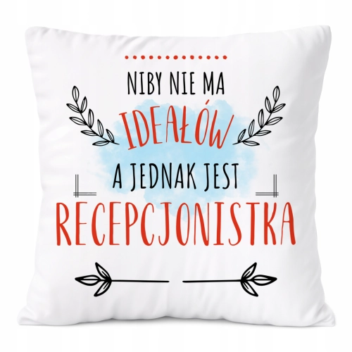 Poduszka Dla Recepcionistki na Prezent z Nadrukiem ze Zdjęciem Biała