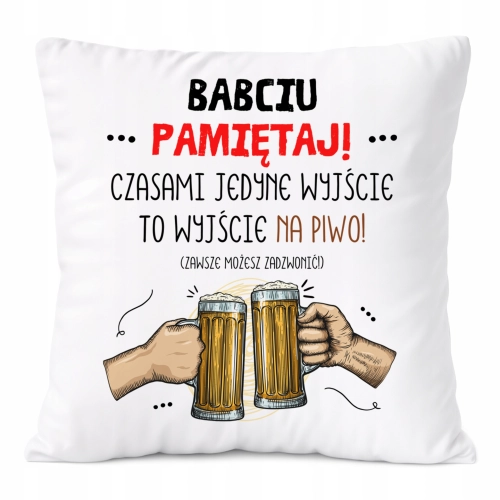 Poduszka Dla Babci na Prezent z Nadrukiem ze Zdjęciem Biała PoliDraw