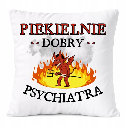 Poduszka Dla Psychiatry na Prezent z Nadrukiem ze Zdjęciem Biała PoliDraw