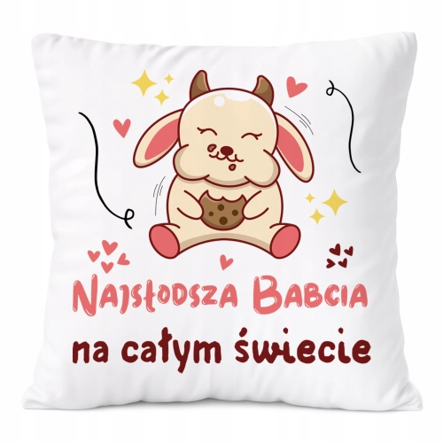 Poduszka Dla Babci na Prezent z Nadrukiem ze Zdjęciem Biała PoliDraw