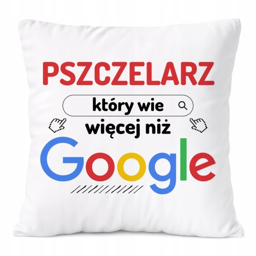 Poduszka Dla Pszczelarza na Prezent z Nadrukiem ze Zdjęciem Biała PoliDraw