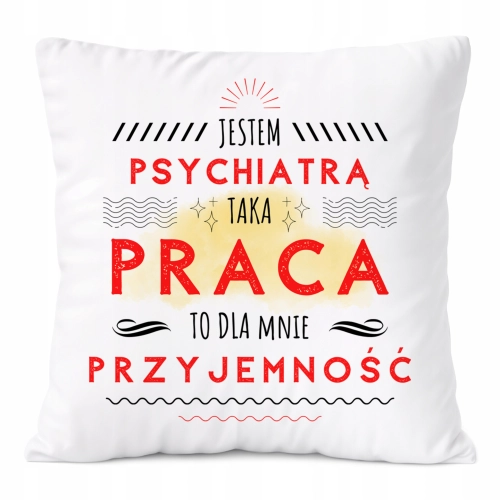 Poduszka Dla Psychiatry na Prezent z Nadrukiem ze Zdjęciem Biała PoliDraw