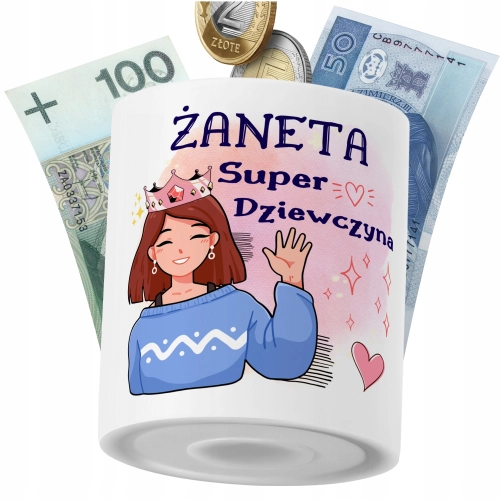 Skarbonka Dla Żanety Córki Dziecka z Nadrukiem ze Zdjęciem