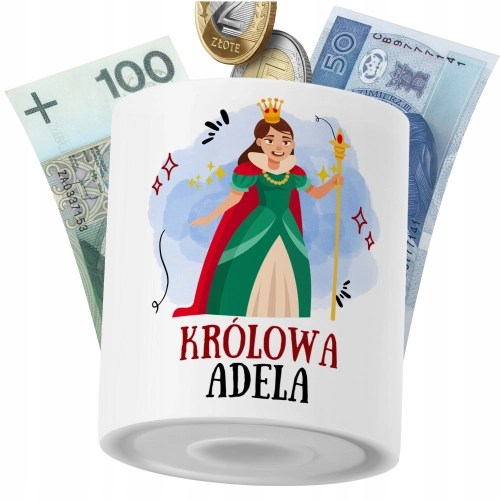 Skarbonka Dla Adeli Córki Dziecka z Nadrukiem ze Zdjęciem