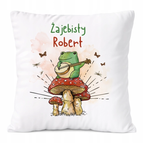 Poduszka Dla Roberta na Prezent z Nadrukiem ze Zdjęciem Biała PoliDraw