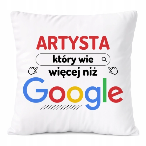 Poduszka Dla Artysty na Prezent z Nadrukiem ze Zdjęciem Biała PoliDraw