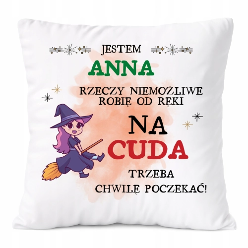Poduszka Dla Anny na Prezent z Nadrukiem ze Zdjęciem Biała PoliDraw