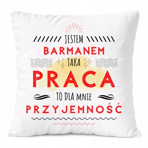 Poduszka Dla Barmana na Prezent z Nadrukiem ze Zdjęciem Biała PoliDraw