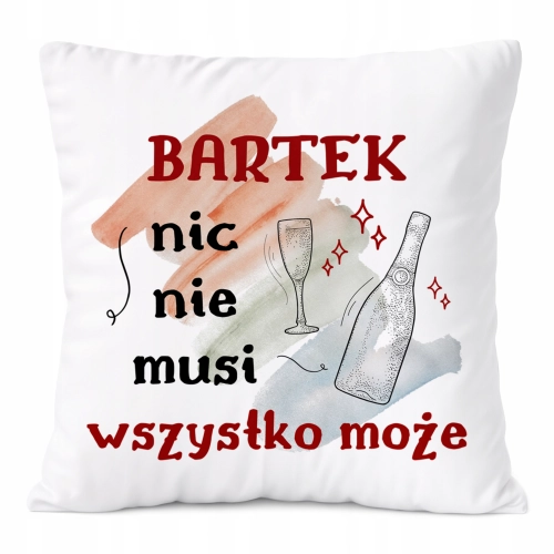 Poduszka Dla Bartka na Prezent z Nadrukiem ze Zdjęciem Biała PoliDraw