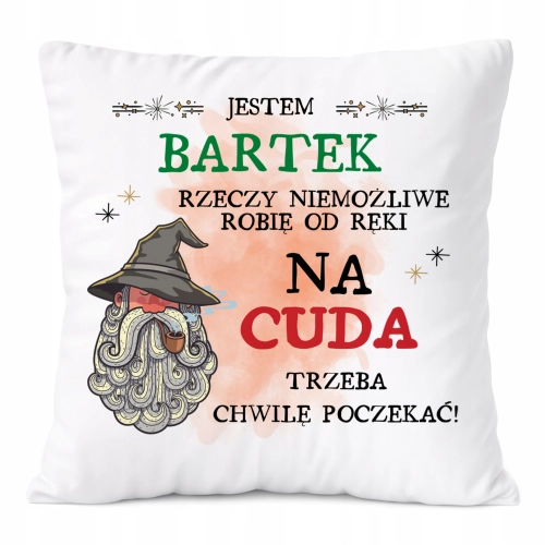 Poduszka Dla Bartka na Prezent z Nadrukiem ze Zdjęciem Biała PoliDraw