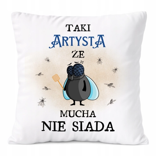Poduszka Dla Artysty na Prezent z Nadrukiem ze Zdjęciem Biała PoliDraw