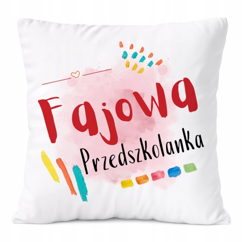 Poduszka Dla Przedszkolanki na Prezent z Nadrukiem ze Zdjęciem Biała