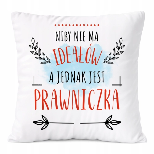 Poduszka Dla Prawniczki na Prezent z Nadrukiem ze Zdjęciem Biała PoliDraw