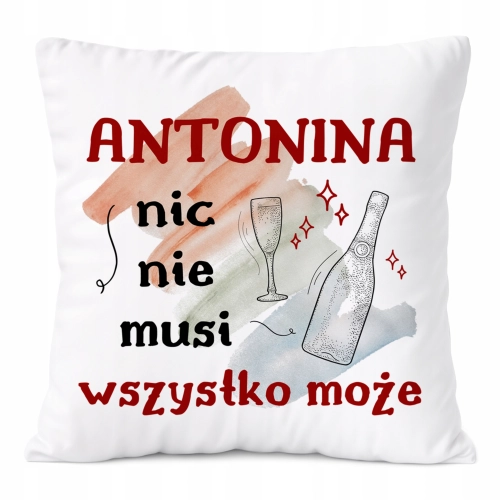 Poduszka Dla Antoniny na Prezent z Nadrukiem ze Zdjęciem Biała PoliDraw