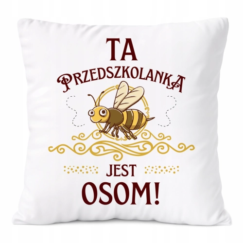 Poduszka Dla Przedszkolanki na Prezent z Nadrukiem ze Zdjęciem Biała