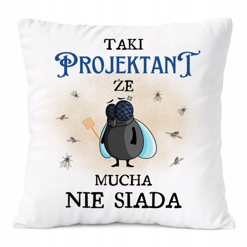 Poduszka Dla Projektanta na Prezent z Nadrukiem ze Zdjęciem Biała PoliDraw