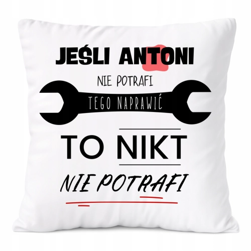 Poduszka Dla Antoniego na Prezent z Nadrukiem ze Zdjęciem Biała PoliDraw