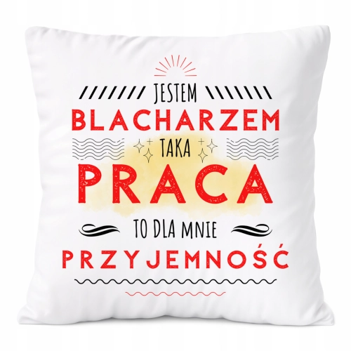Poduszka Dla Blacharza na Prezent z Nadrukiem ze Zdjęciem Biała PoliDraw