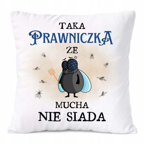 Poduszka Dla Prawniczki na Prezent z Nadrukiem ze Zdjęciem Biała PoliDraw
