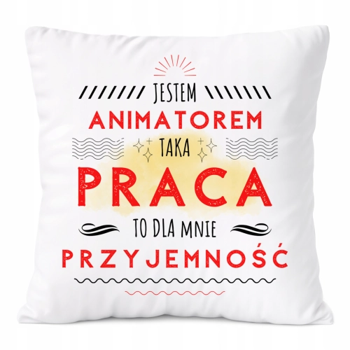 Poduszka Dla Animatora na Prezent z Nadrukiem ze Zdjęciem Biała PoliDraw