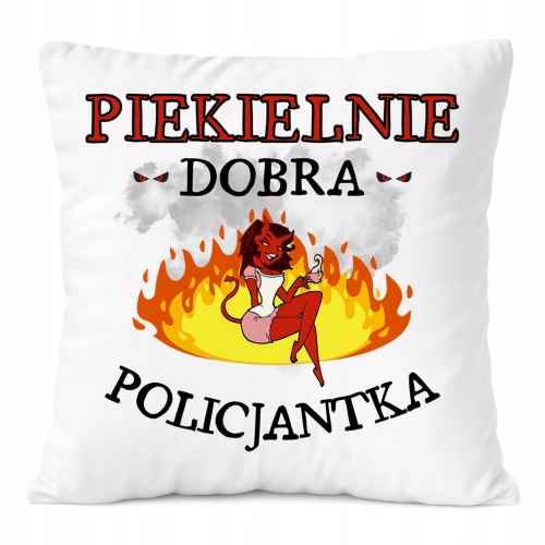 Poduszka Dla Policjantki na Prezent z Nadrukiem ze Zdjęciem Biała PoliDraw