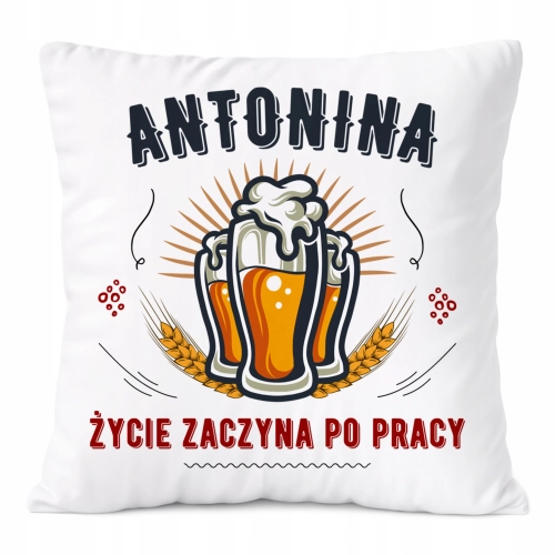 Poduszka Dla Antoniny na Prezent z Nadrukiem ze Zdjęciem Biała PoliDraw