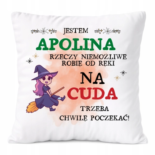 Poduszka Dla Apoliny na Prezent z Nadrukiem ze Zdjęciem Biała PoliDraw