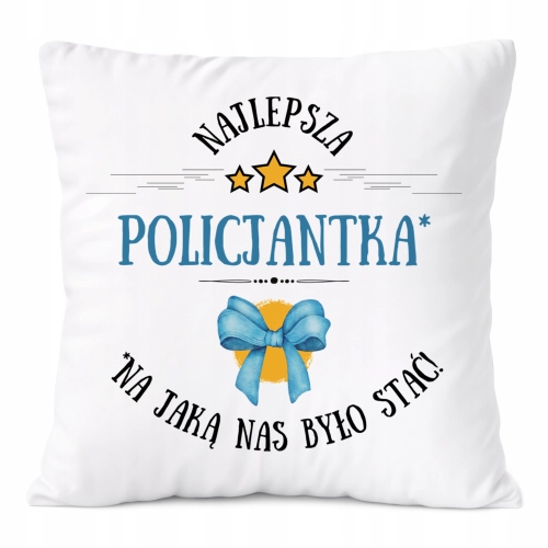 Poduszka Dla Policjantki na Prezent z Nadrukiem ze Zdjęciem Biała PoliDraw