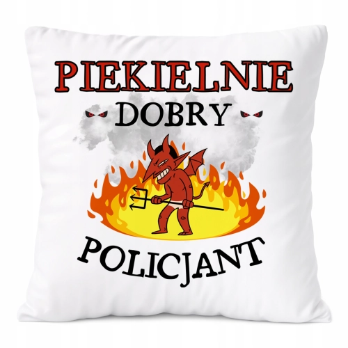 Poduszka Dla Policjanta na Prezent z Nadrukiem ze Zdjęciem Biała PoliDraw