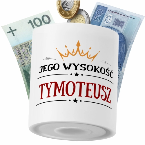 Skarbonka Dla Tymoteusza Syna Dziecka z Nadrukiem ze Zdjęciem