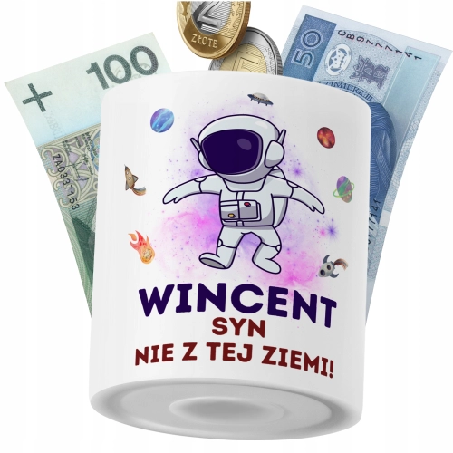 Skarbonka Dla Wincenta Syna Dziecka z Nadrukiem ze Zdjęciem