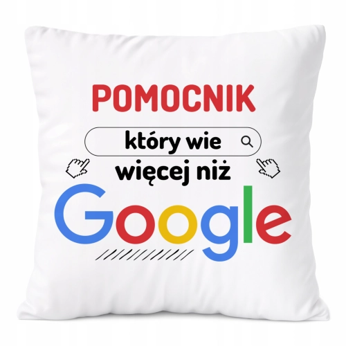 Poduszka Dla Pomocnika na Prezent z Nadrukiem ze Zdjęciem Biała PoliDraw