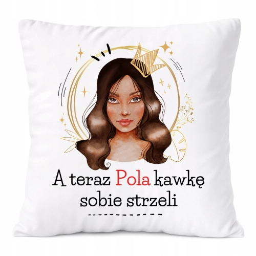 Poduszka Dla Poli na Prezent z Nadrukiem ze Zdjęciem Biała PoliDraw