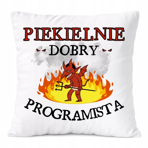 Poduszka Dla Programisty na Prezent z Nadrukiem ze Zdjęciem Biała PoliDraw
