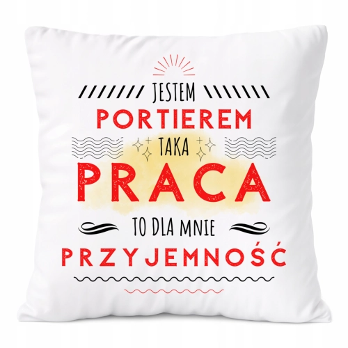 Poduszka Dla Portiera na Prezent z Nadrukiem ze Zdjęciem Biała PoliDraw