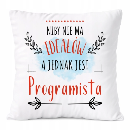 Poduszka Dla Programisty na Prezent z Nadrukiem ze Zdjęciem Biała PoliDraw