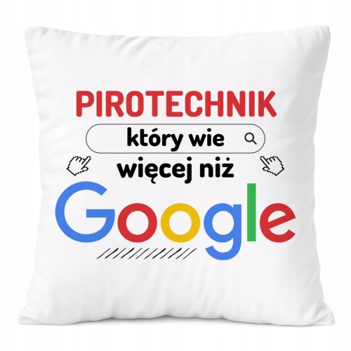 Poduszka Dla Pirotechnika na Prezent z Nadrukiem ze Zdjęciem Biała PoliDraw
