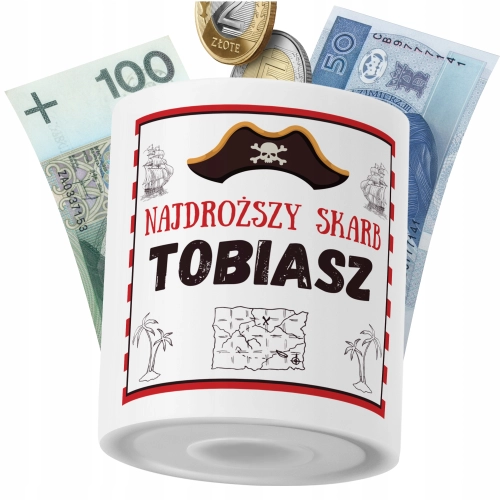 Skarbonka Dla Tobiasza Syna Dziecka z Nadrukiem ze Zdjęciem