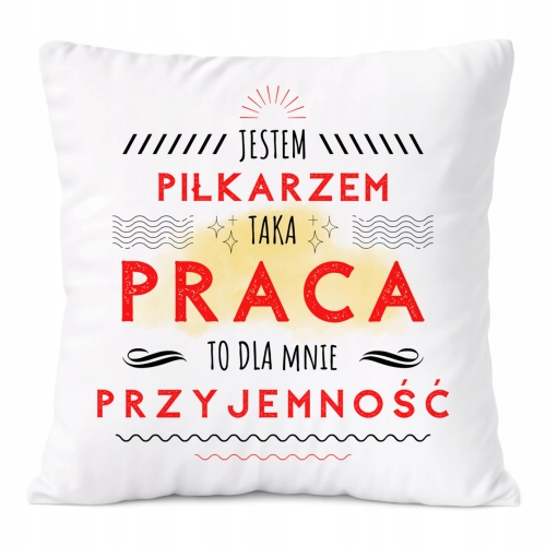 Poduszka Dla Piłkarza na Prezent z Nadrukiem ze Zdjęciem Biała PoliDraw