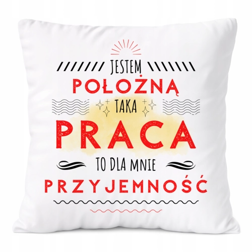 Poduszka Dla Położnej na Prezent z Nadrukiem ze Zdjęciem Biała PoliDraw
