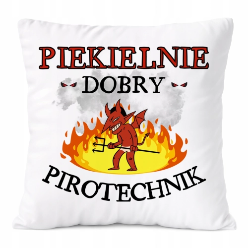 Poduszka Dla Pirotechnika na Prezent z Nadrukiem ze Zdjęciem Biała PoliDraw