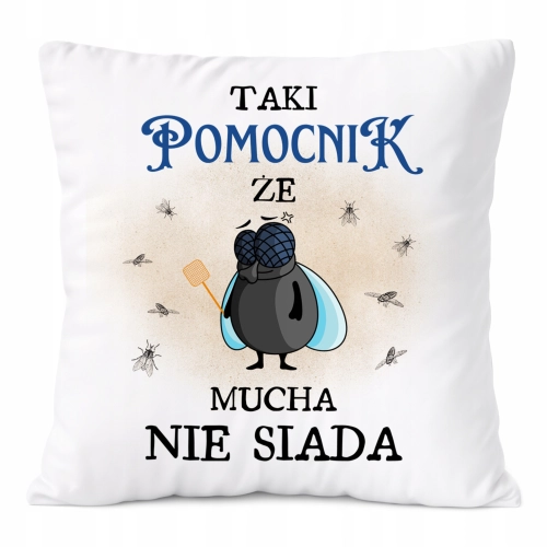 Poduszka Dla Pomocnika na Prezent z Nadrukiem ze Zdjęciem Biała PoliDraw
